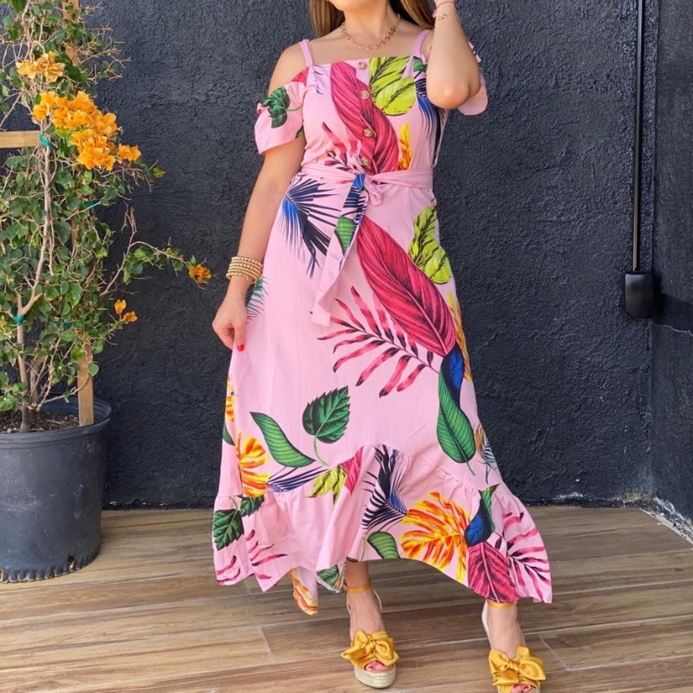 Host Pick! 🥳🤩 Red Leaf pink maxi dress 🍃💖